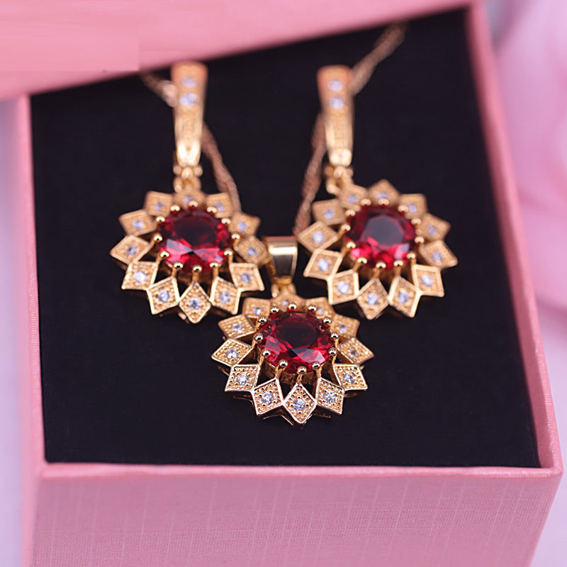 Romantic Wedding Jewelry Flower Necklace and Earring set