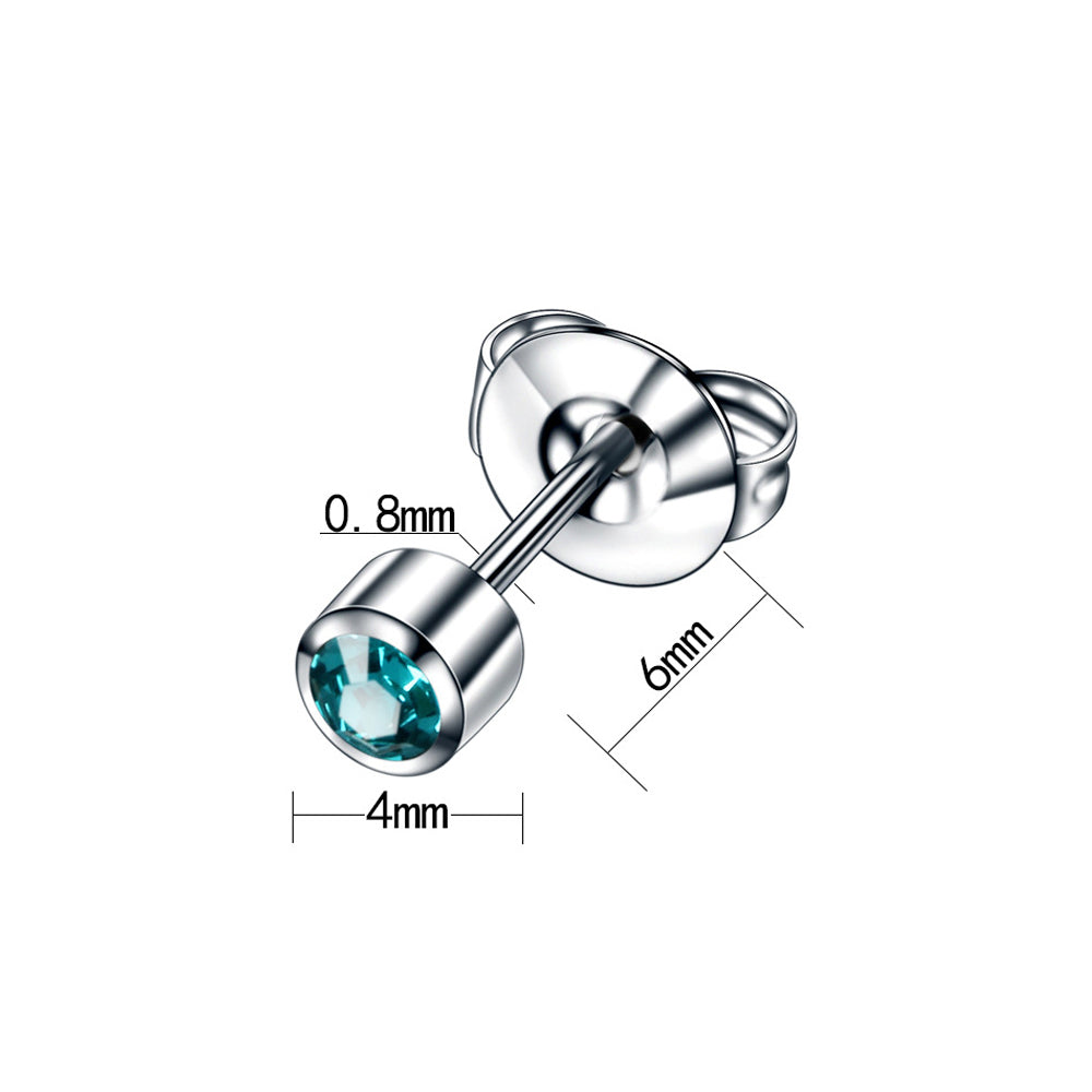 2pcs Steel Earring Studs Ear Piercing Gun Birthstone Gem Ear Stud Earrings