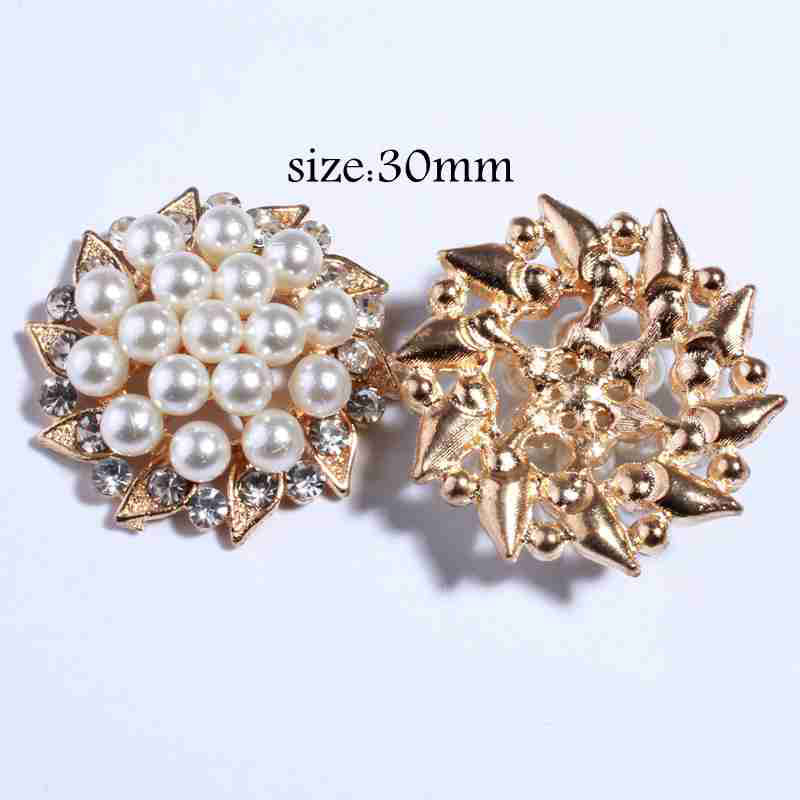 120PCS Vintage Handmade Clear Crystal Rhinestone Buttons Crown Snow Shape Button
