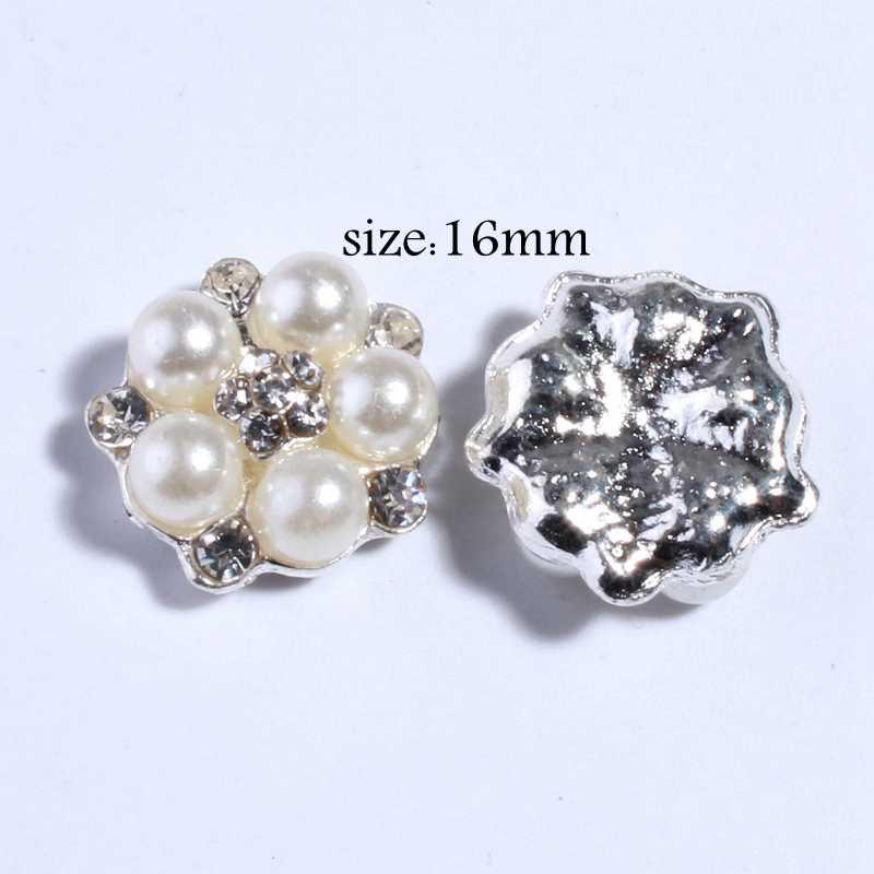 120PCS Chic Clear Crystal Rhinestone Buttons With Ivory Pearls For Wedding Alloy Metal Button
