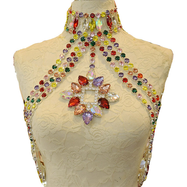 Oversize Multi-layer Overlay Top Shiny Drag Queen Choker Necklace