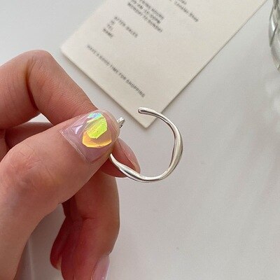 Korean Vintage Metal Silver Color Open Ring
