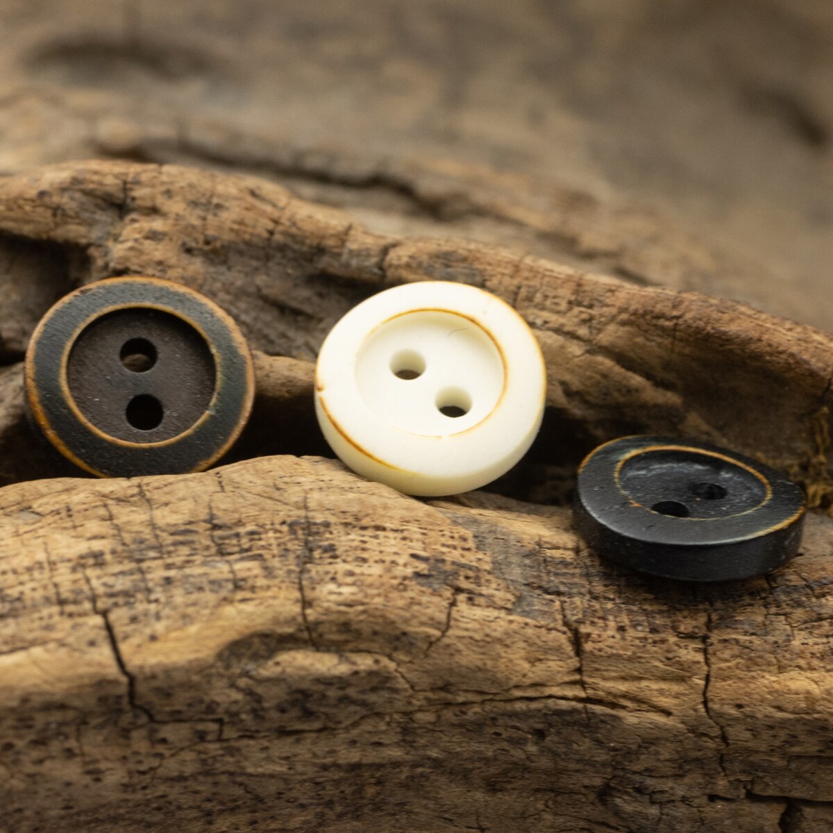 White Bone Buttons Genuine Oriental Sytyle Two Hole Buttons