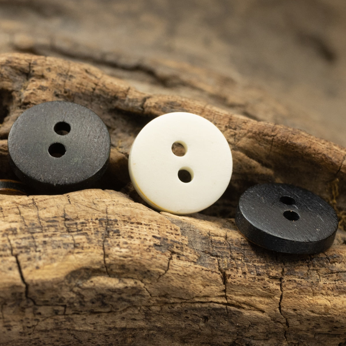 White Bone Buttons Genuine Oriental Sytyle Two Hole Buttons