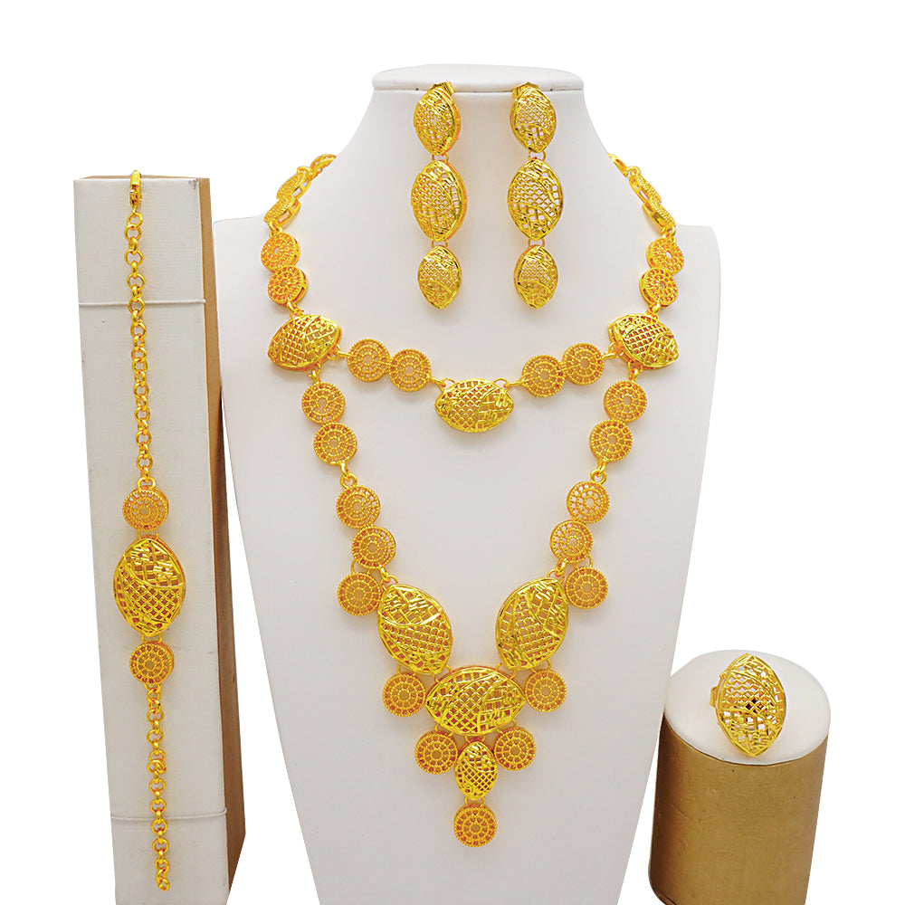 Dubai Nigeria Crystal Long tassel Necklace Sets