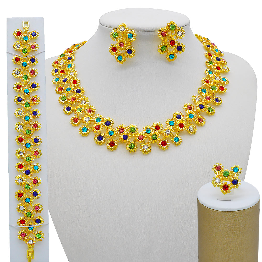 Dubai Nigeria Crystal Long tassel Necklace Sets