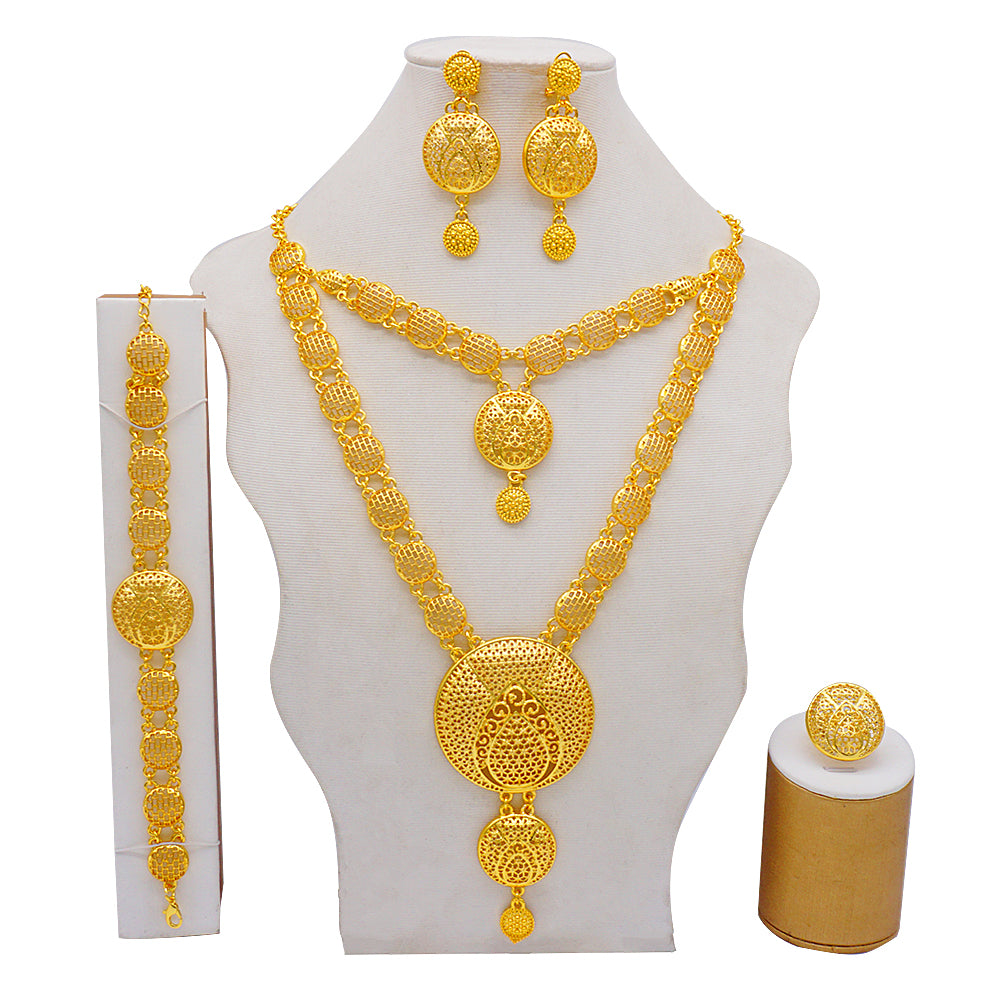 Dubai Nigeria Crystal Long tassel Necklace Sets
