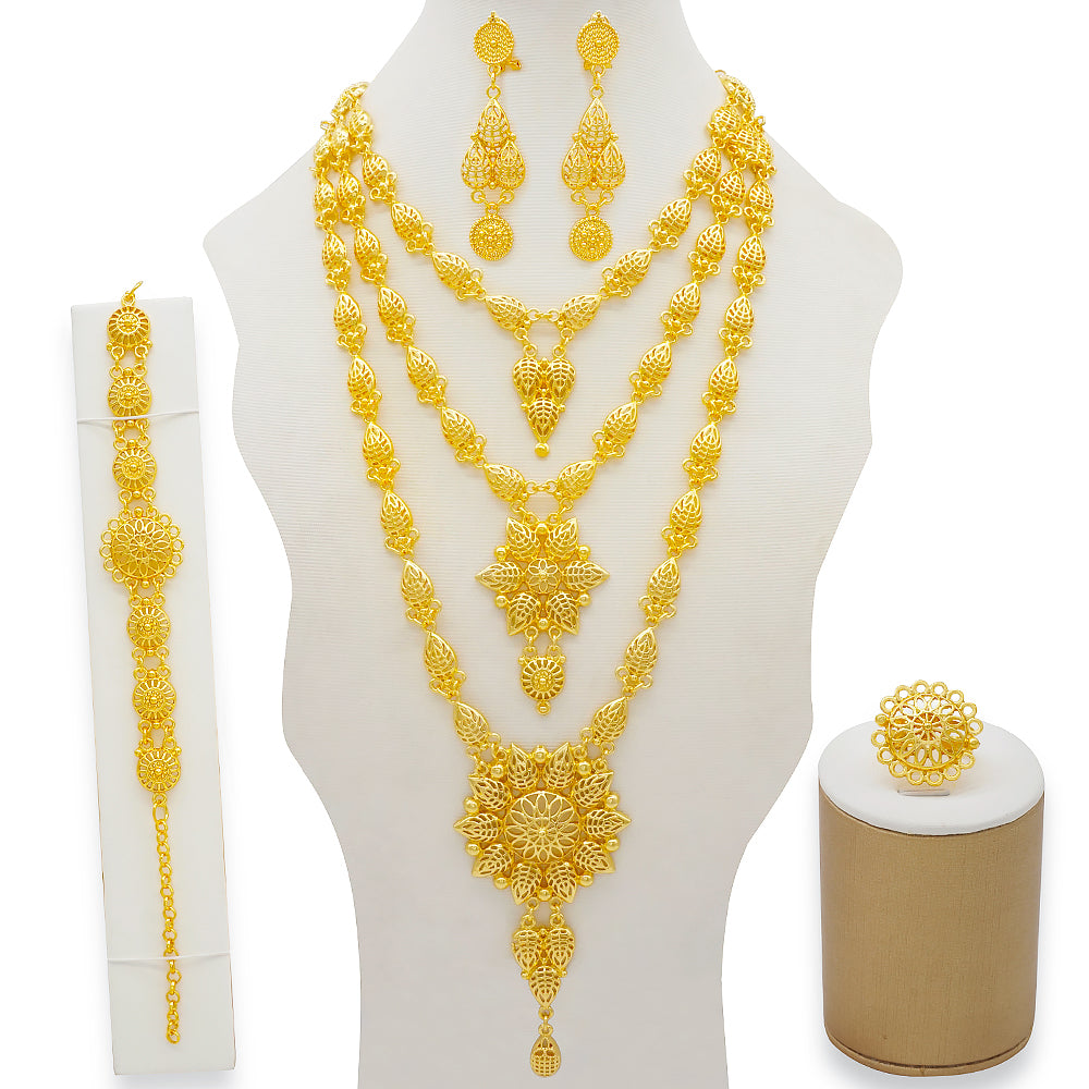 Dubai Nigeria Crystal Long tassel Necklace Sets