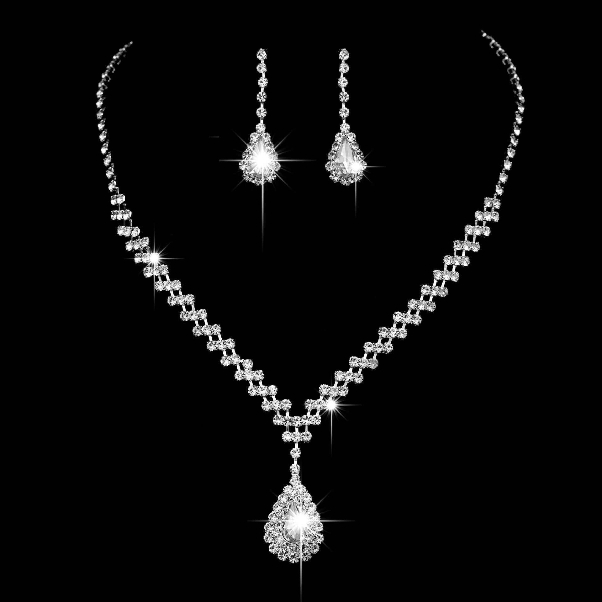 Rhinestone Crystal NECKLACE+EARRINGS SET