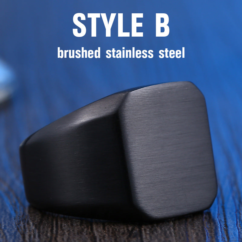 316L Stainless Steel Biker High Polished Signet Solid  Ring for men