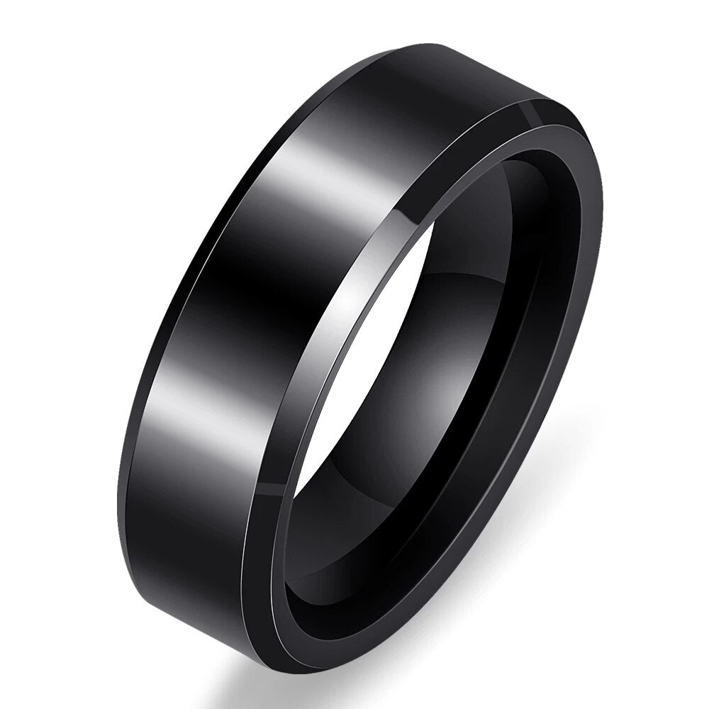 6mm High Quality Black And White Simple Style Two Line Crystal Ziron Ceramic Rings