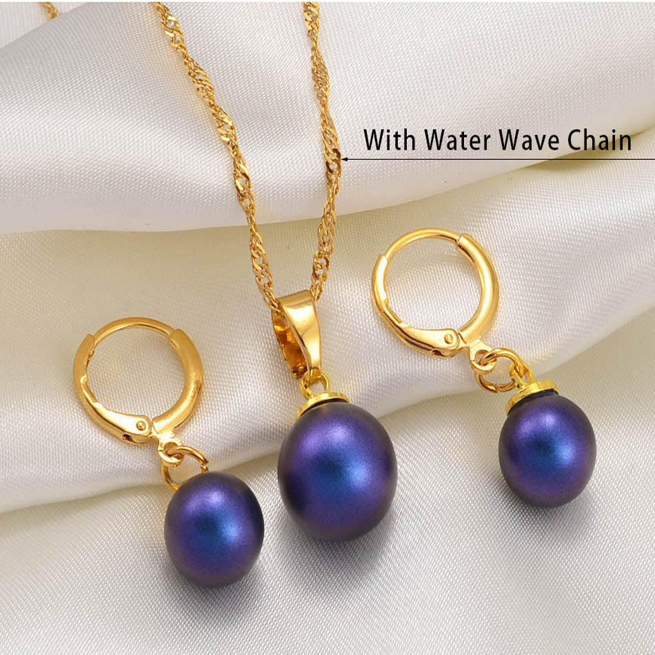 Hawaiian Colorful Pearl Pendant Necklaces Earrings Jewelry sets