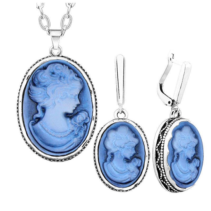 Vintage Necklace Earrings  Flower Pendant Fashion Party Sets