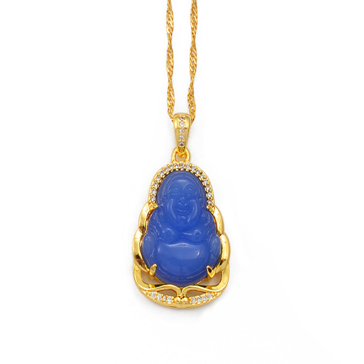 Green Blue Pink White Buddha Pendant Necklaces