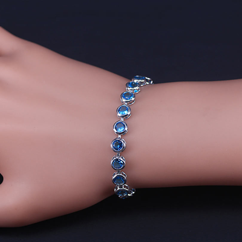 White Gold Color  Muliticolor Cubic Zirconia Tennis Bracelet