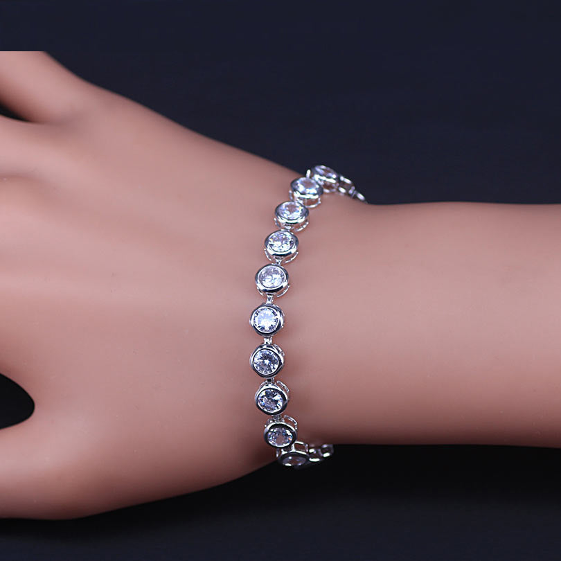 White Gold Color  Muliticolor Cubic Zirconia Tennis Bracelet