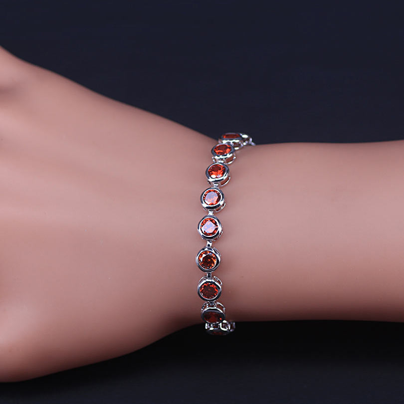 White Gold Color  Muliticolor Cubic Zirconia Tennis Bracelet