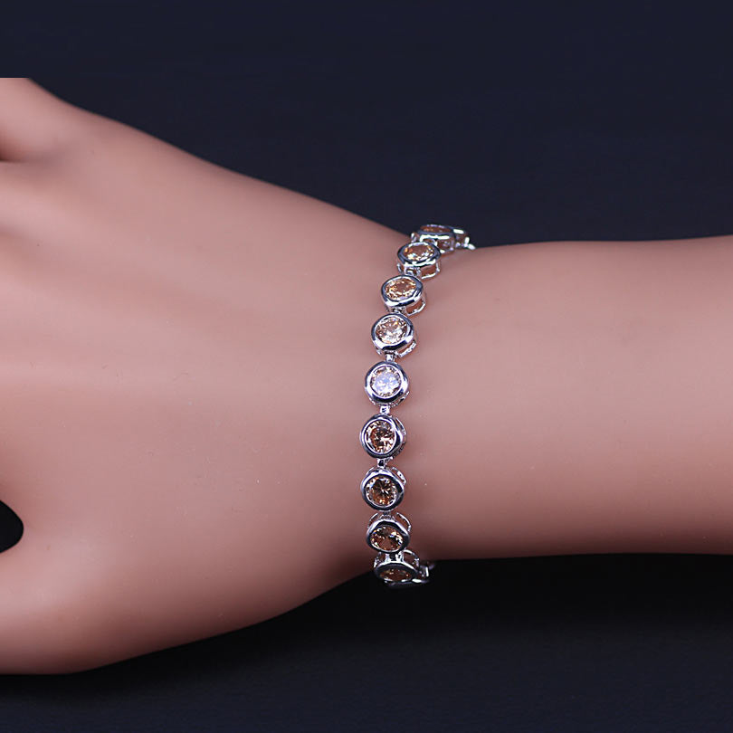 White Gold Color  Muliticolor Cubic Zirconia Tennis Bracelet