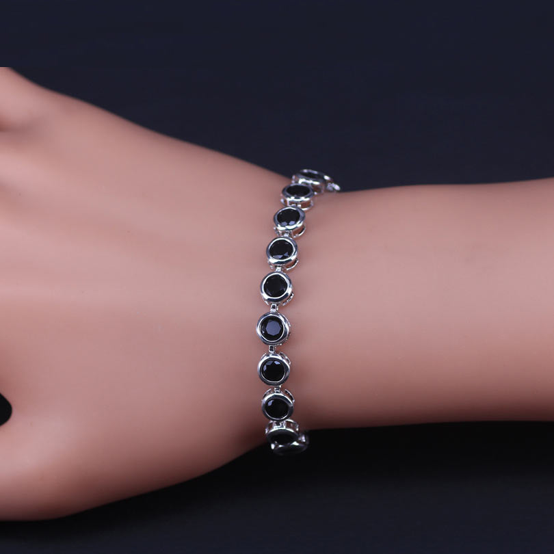 White Gold Color  Muliticolor Cubic Zirconia Tennis Bracelet