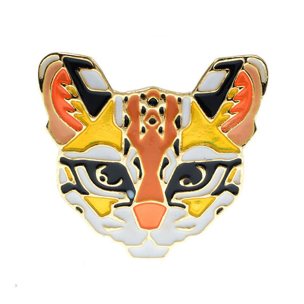 New Enamel Multicolor Tiger Face Head Brooch Pins For Women And Men