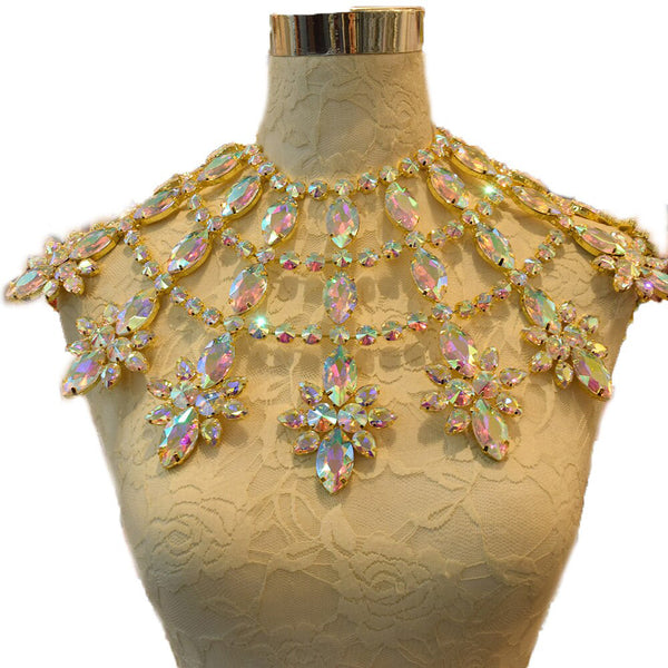 10mm Glass Gemstones Crystal Necklace Luxury Big Drag Queen Stage Top Quality Jewelry for Women