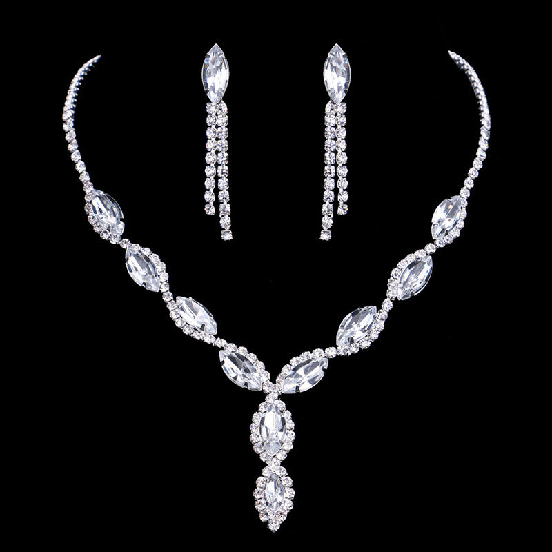 Fashion Pink Crystal Prom Wedding Jewelry Sets