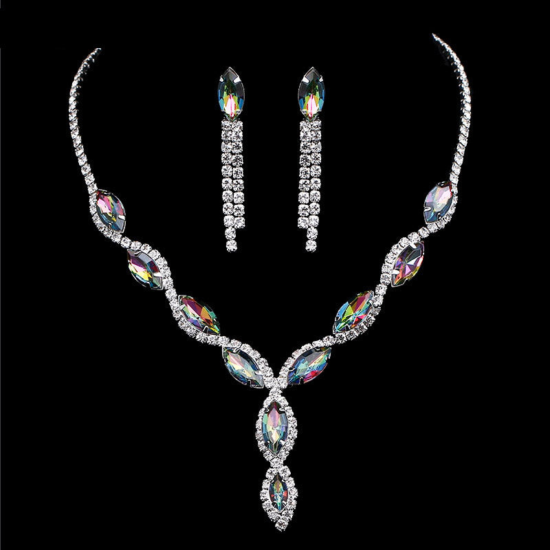 Fashion Pink Crystal Prom Wedding Jewelry Sets