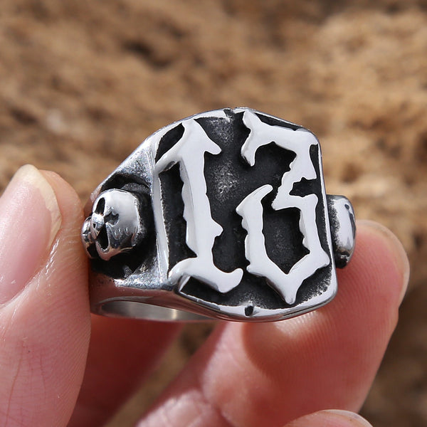 13 Ring Stainless Steel Biker Skull Ring Men