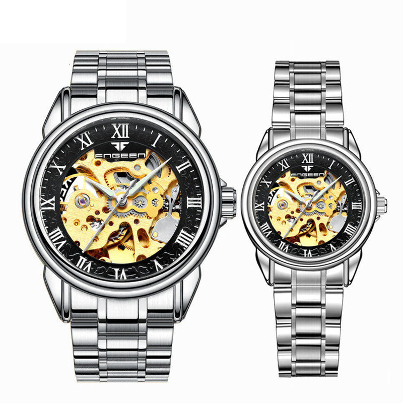 Couple Steel Mechanical Wrist Watch for Men and Women