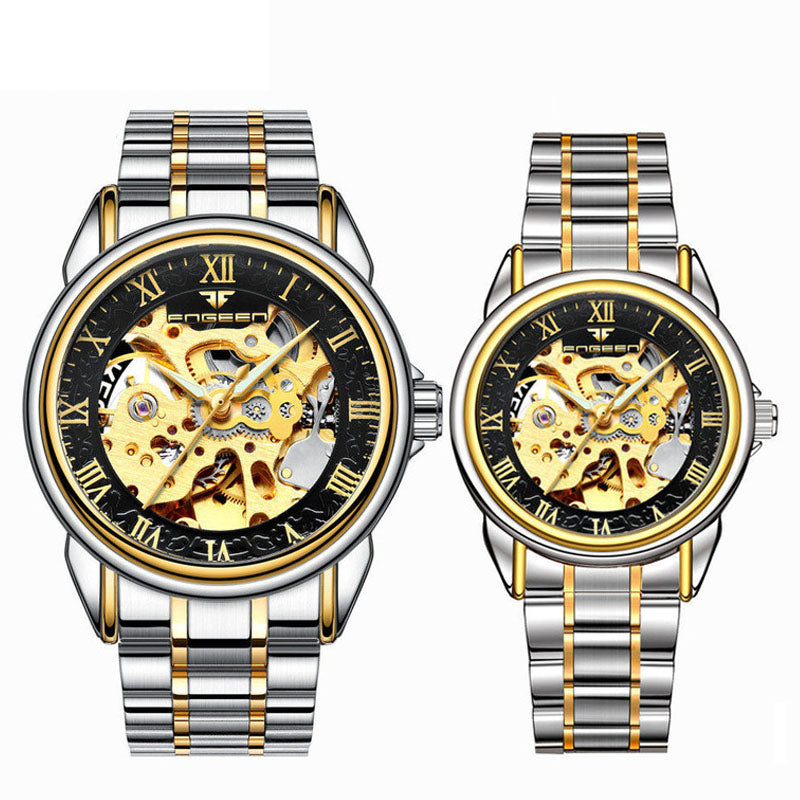 Couple Steel Mechanical Wrist Watch for Men and Women