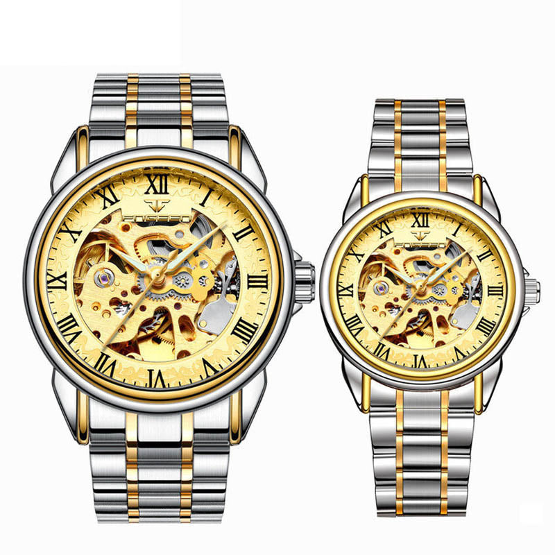 Couple Steel Mechanical Wrist Watch for Men and Women