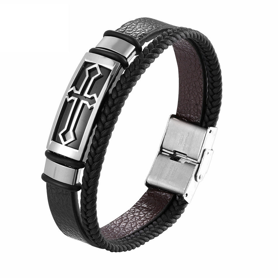 Vintage Cross Bracelet Men's Charm Jewelry Religious Bracelet
