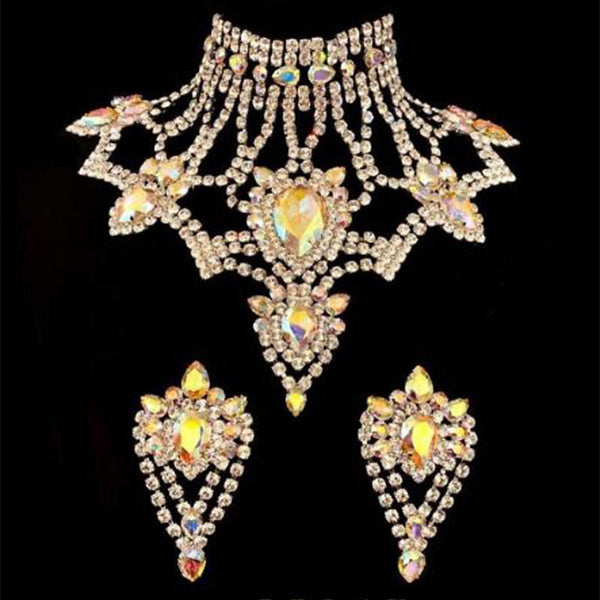 Stunning Gemstones Glass Necklace Earring Set for Women