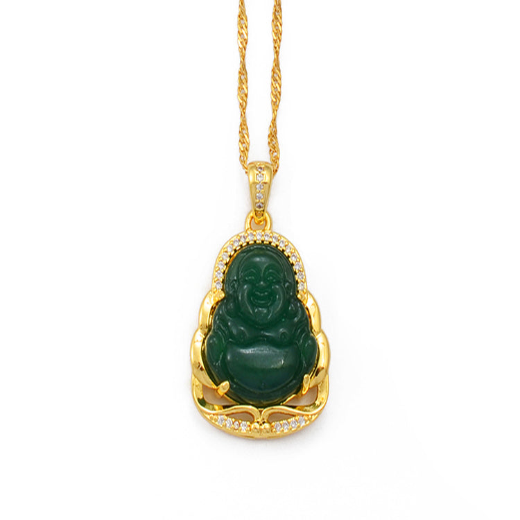 Green Blue Pink White Buddha Pendant Necklaces