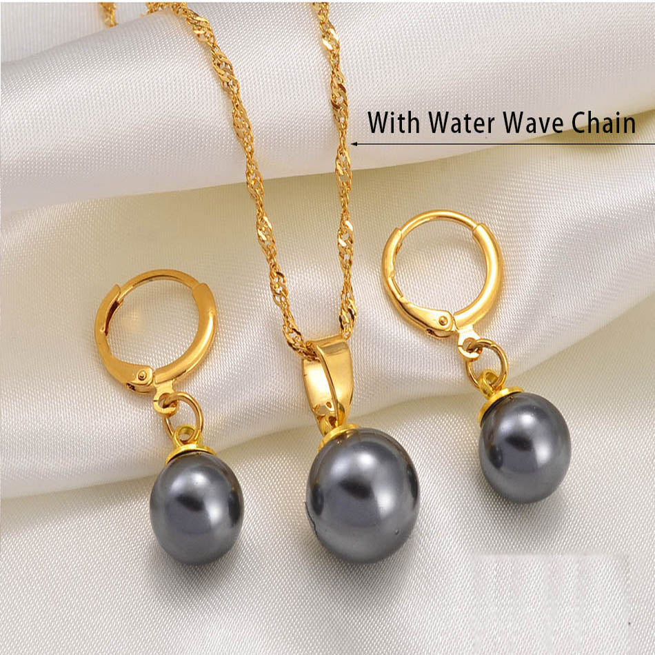 Hawaiian Colorful Pearl Pendant Necklaces Earrings Jewelry sets