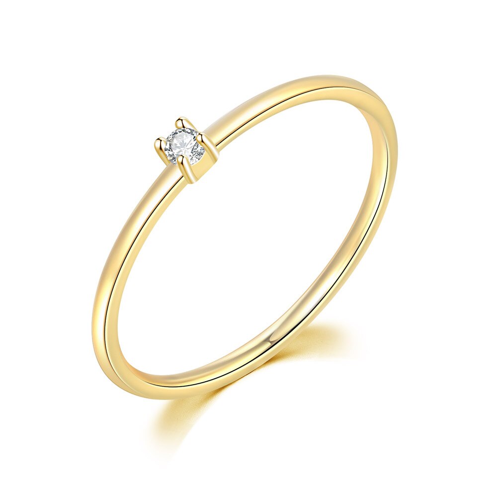 Gold Color Cubic Zirconia Wedding Engagement Dainty Eternity Bride Ring