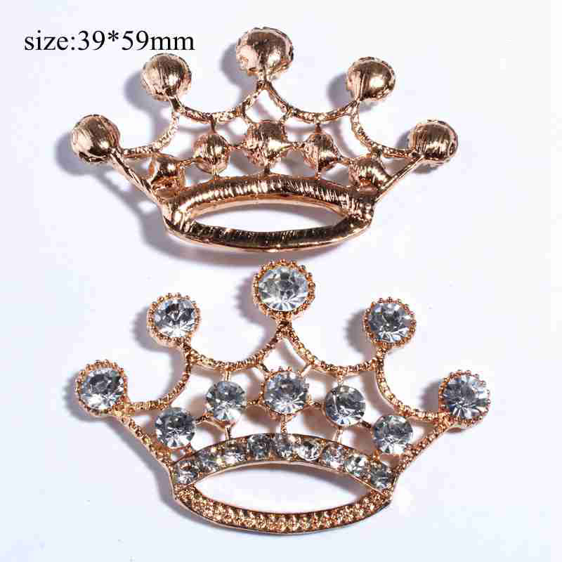 120PCS Vintage Handmade Clear Crystal Rhinestone Buttons Crown Snow Shape Button
