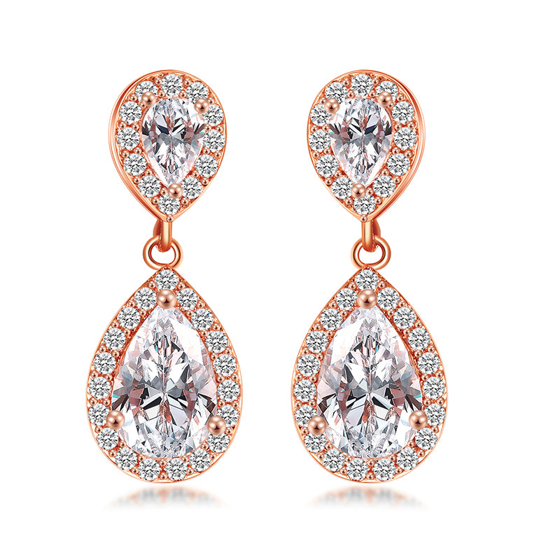 Luxury Double Drop Water Zirconia Jewelry Sets