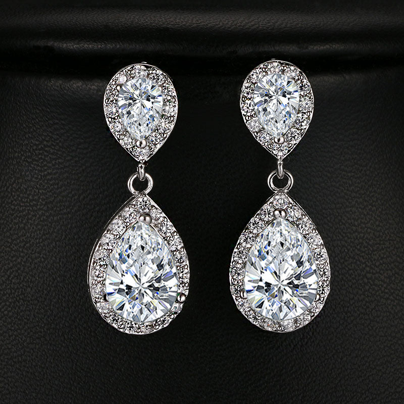 Luxury Double Drop Water Zirconia Jewelry Sets