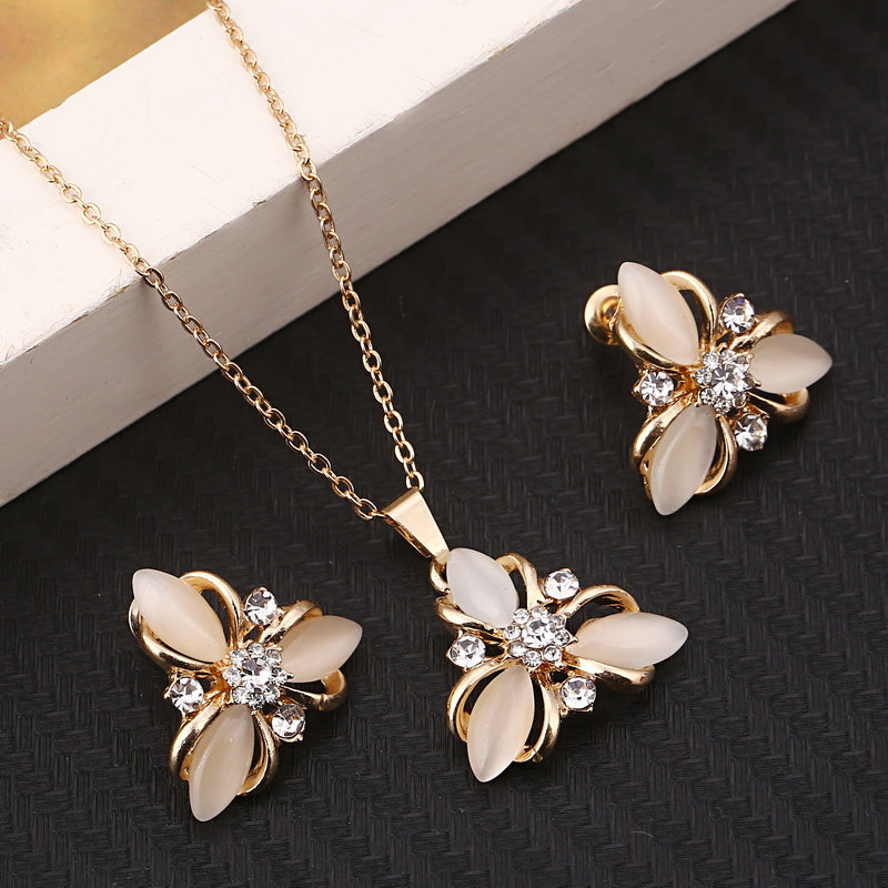 Gold Color Austrian Crystal Classic Hollow Round  Jewelry Set