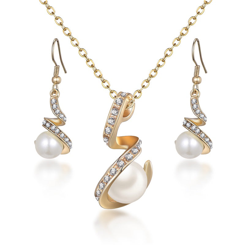 Cubic Zirconia Water Drop Necklace Pendant Earrings Set