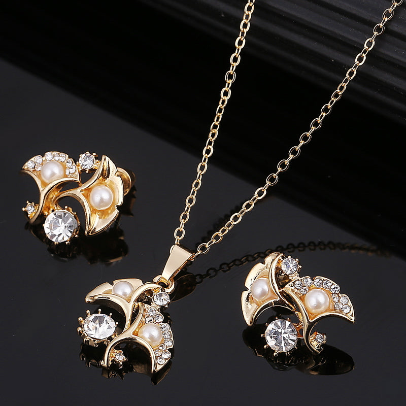 Cubic Zirconia Water Drop Necklace Pendant Earrings Set