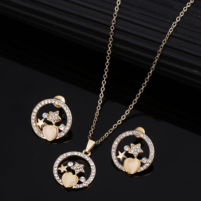 Cubic Zirconia Water Drop Necklace Pendant Earrings Set