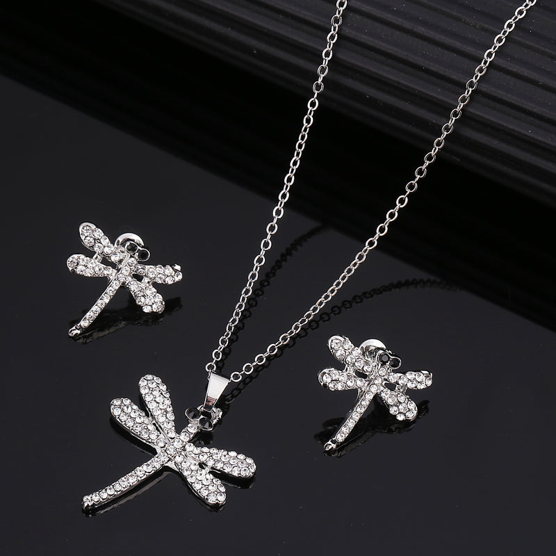 Cubic Zirconia Water Drop Necklace Pendant Earrings Set