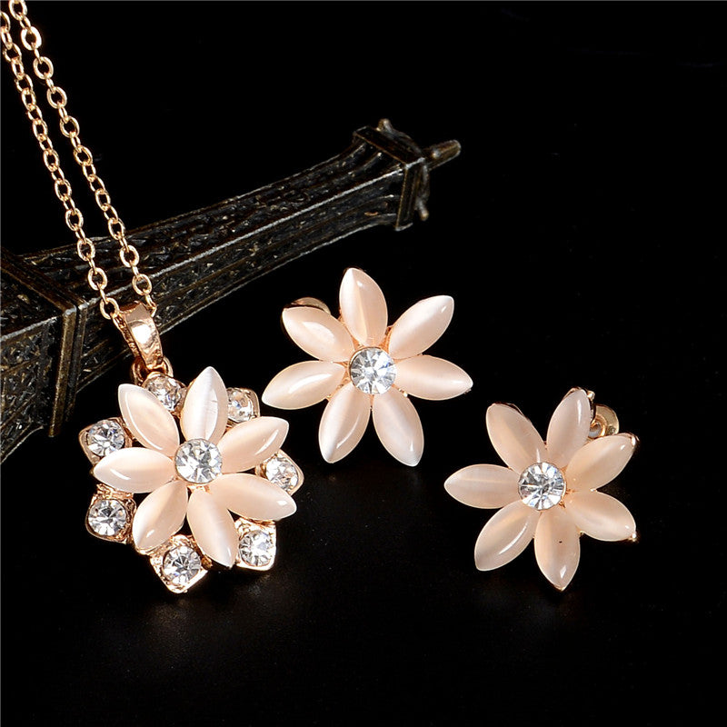 Gold Color Austrian Crystal Classic Hollow Round  Jewelry Set
