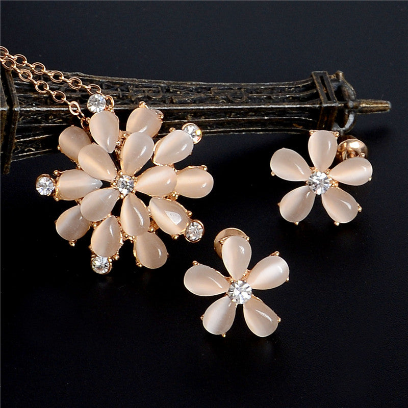 Gold Color Austrian Crystal Classic Hollow Round  Jewelry Set