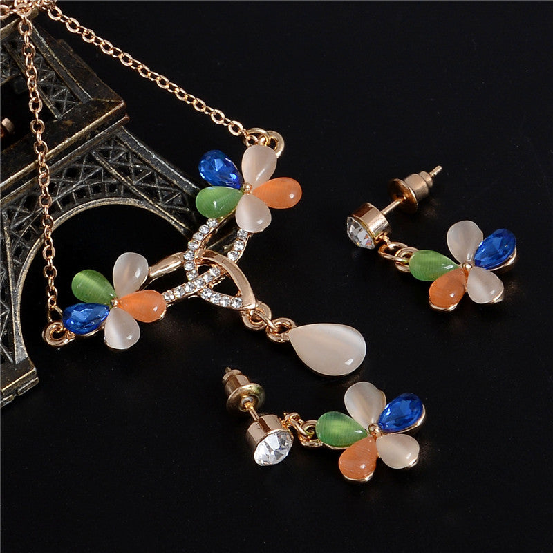 Gold Color Austrian Crystal Classic Hollow Round  Jewelry Set