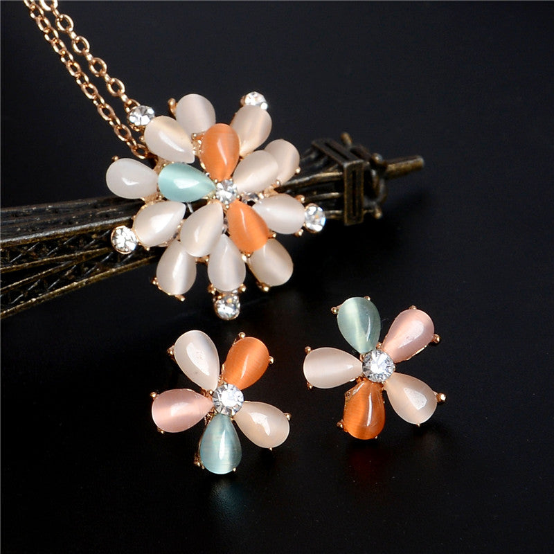 Gold Color Austrian Crystal Classic Hollow Round  Jewelry Set