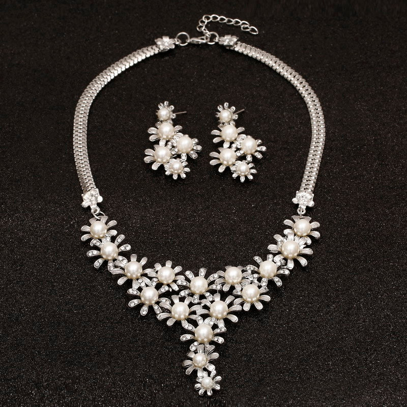 Gold Wedding Crystal Bridal Dubai Necklace Jewelry Set