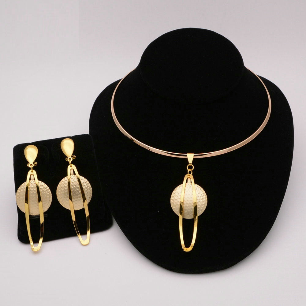 African Round Necklace Bracelet Dubai Gold Jewelry Sets